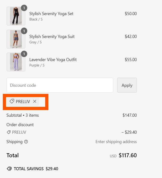 OwnLifeYoga verified Coupon code PRELUV